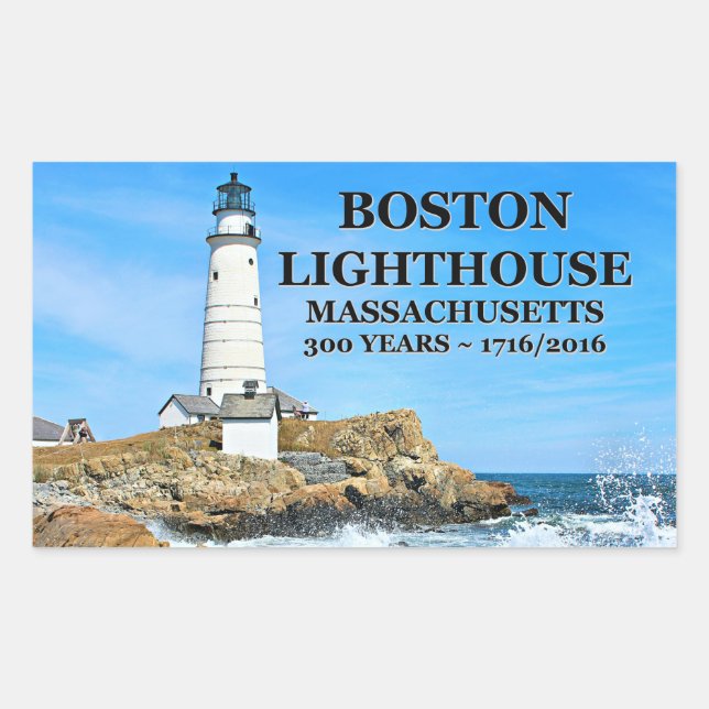 Boston Lighthouse, Massachusetts Rechteckiger Aufkleber (Vorderseite)