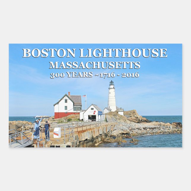 Boston Lighthouse, Massachusetts Rechteckiger Aufkleber (Vorderseite)