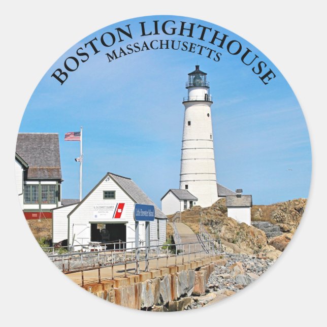 Boston Lighthouse, Massachusetts Round Sticker (Vorderseite)