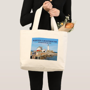 Boston Lighthouse, Massachusetts Tote Bag Jumbo Stoffbeutel