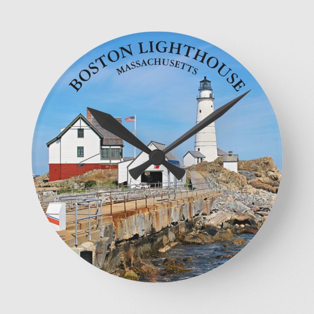 Boston Lighthouse Runde Wanduhr (Vorderseite)