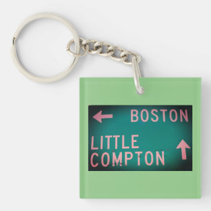 Boston, Little Compton, RI Vintage Schild Schlüsselanhänger