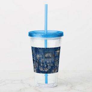 Boston MA 1700er Kaffeehaus Delft Blau Kunst Acryltrinkbecher