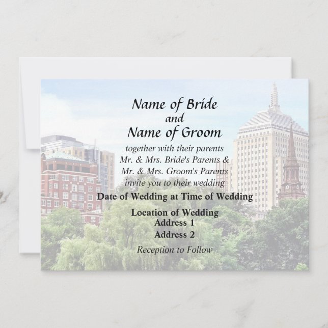 Boston MA - Ausblick vom Boston Public Garden Einladung (Vorderseite)