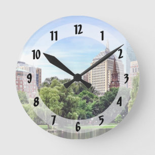 Boston MA - Ausblick vom Boston Public Garden Runde Wanduhr