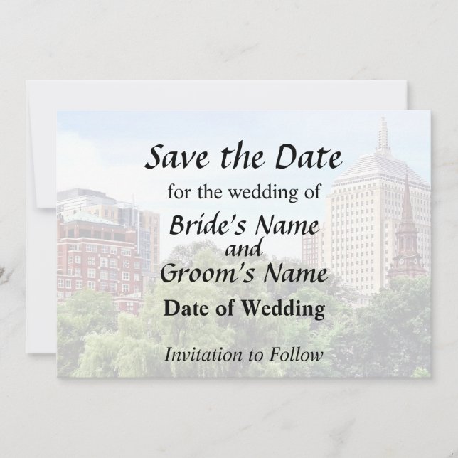 Boston MA - Ausblick vom Boston Public Garden Save The Date (Vorderseite)