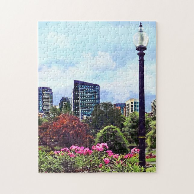 Boston MA - Boston Common und Skyline Puzzle (Vertikal)