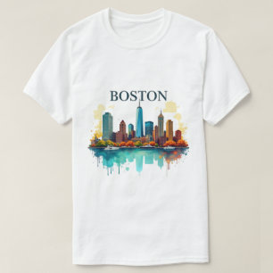 Boston Ma City Boston Skyline Aquarell T-Shirt