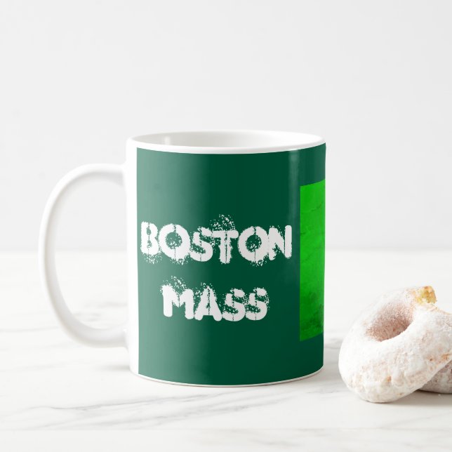Boston MA Irische Flagge – Heritage Tea Kaffeetasse (Mit Donut)
