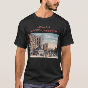 Boston MA Map Koordiniert Vintagen Stil T-Shirt