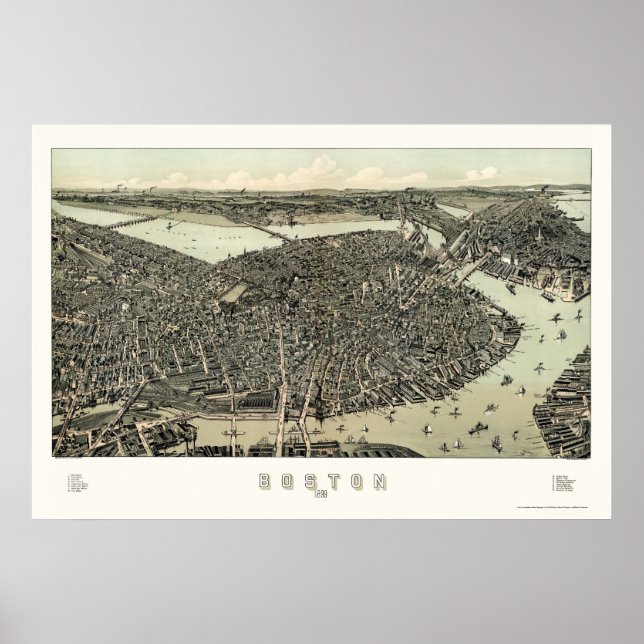 Boston, MA Panoramic Karte - 1899 Poster (Vorne)