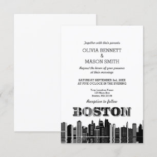 Boston Ma Skyline Cityscape Wedding Einladung