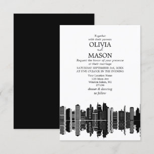 Boston Ma Skyline Cityscape Wedding Einladung