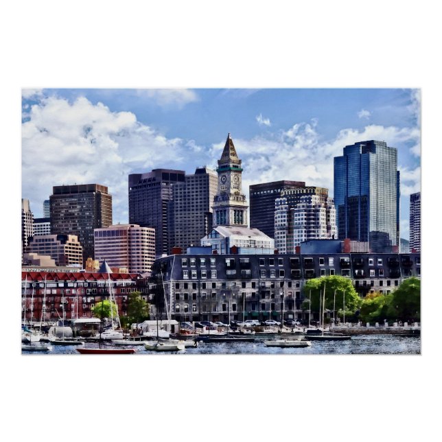 Boston MA - Skyline mit Custom House Tower Poster (Vorderseite)