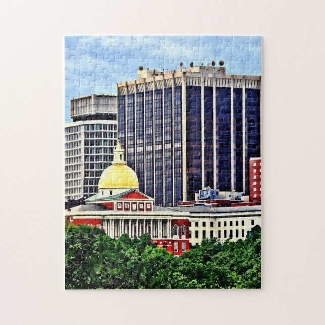 Boston MA - Skyline mit Massachusetts Staat House Puzzle (Vertikal)