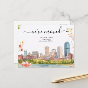 Boston MA Skyline Neue Adresse Umzugsankündigung Postkarte