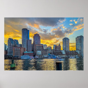 Boston, MA Skyline Poster
