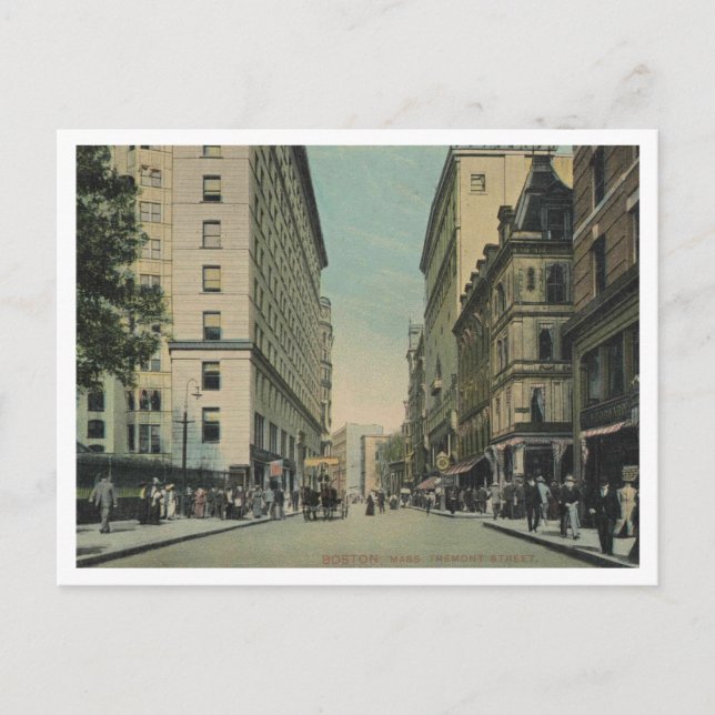 Boston MA, Tremont St View 1909 Postkarte (Vorderseite)