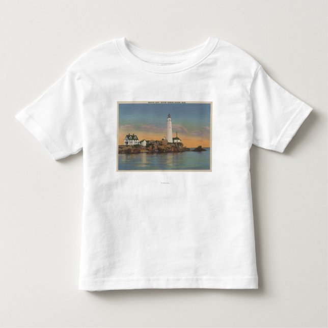 Boston, MABoston Leuchtturm an Boston-Hafen 2 Kleinkind T-shirt (Vorderseite)