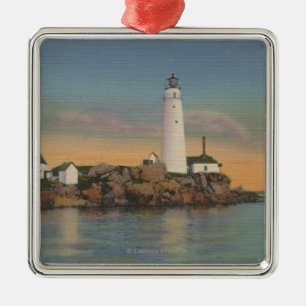 Boston, MABoston Leuchtturm an Boston-Hafen 2 Ornament Aus Metall