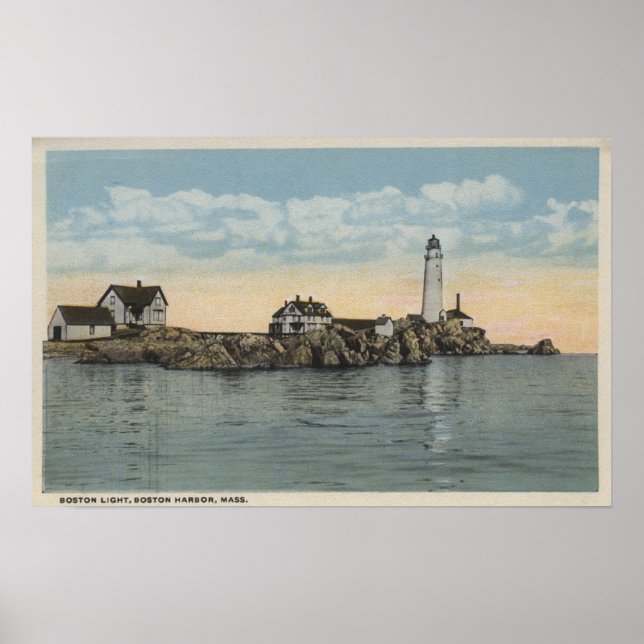 Boston, MABoston Lighthouse im Boston Harbour Poster (Vorne)