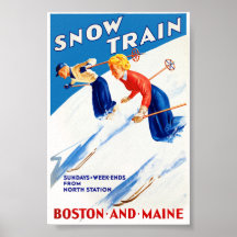 Boston Maine Vintage Reiseposter Restauriert