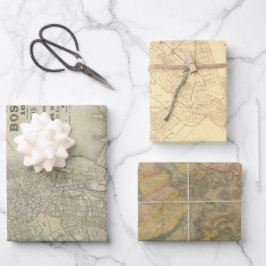 Boston Maps Geschenkwrap Geschenkpapier Set