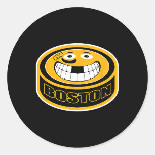 Boston Mass. Funny Kid Adult Puck Smile Face Gesch Runder Aufkleber