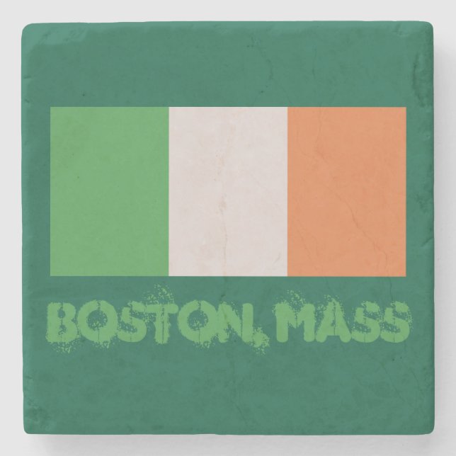 Boston, Mass Irisches Flagge (Stolzes Irisches Erb Steinuntersetzer (Vorderseite)
