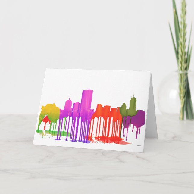 BOSTON-MASS.-SKYLINE-PFÜTZEN - FEIERTAGSKARTE (Vorderseite)
