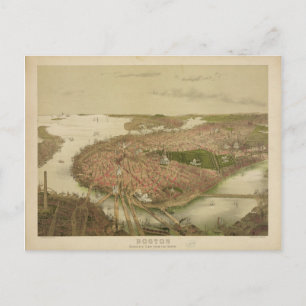 Boston Massachusetts 1877 Nord-Vogelperspektive Postkarte
