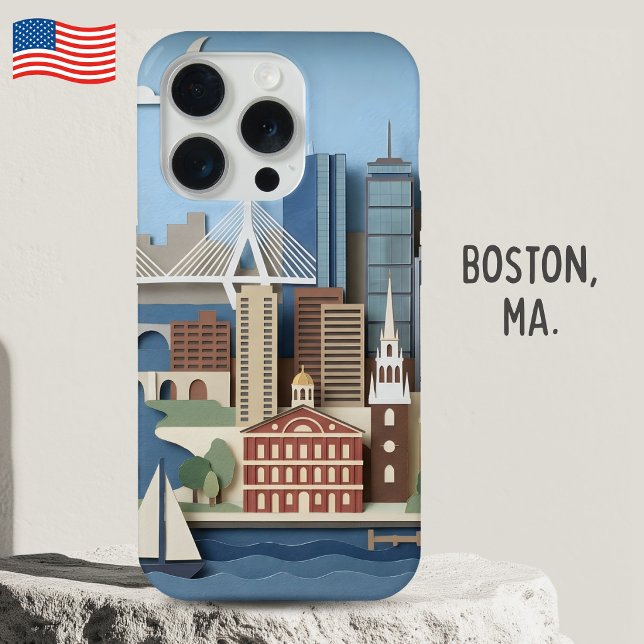 Boston Massachusetts America Layered Paper Art iPhone Hülle (Von Creator hochgeladen)