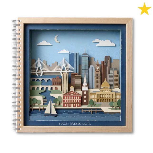 Boston Massachusetts America Layered Paper Art Notizbuch (Von Creator hochgeladen)