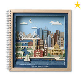 Boston Massachusetts Amerika Geschichtete Papierku Notizbuch
