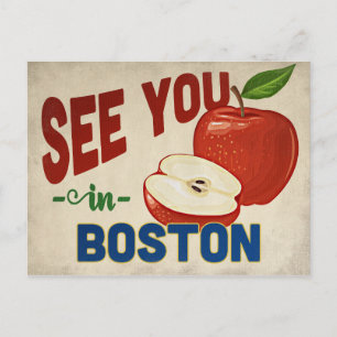 Boston Massachusetts Apple - Vintage Travel Postkarte