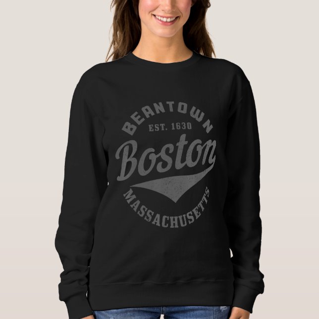 Boston Massachusetts Beantown Est. 1630 Pride Vint Sweatshirt (Vorderseite)