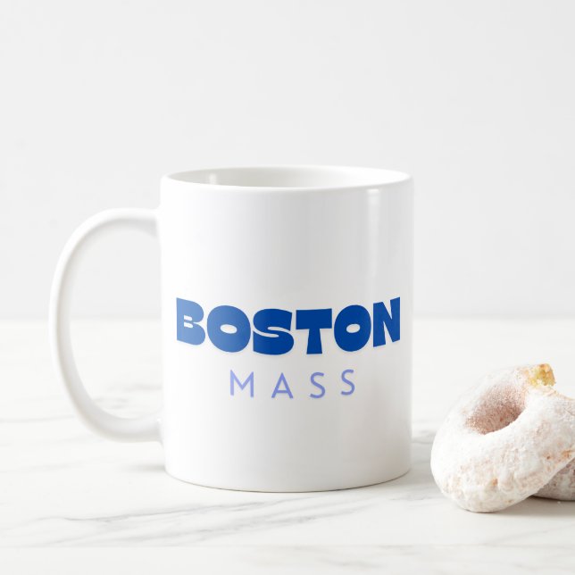 Boston Massachusetts Blau Modern Kaffeetasse (Mit Donut)