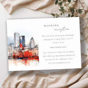 Boston Massachusetts City Scape Hochzeitsempfang Begleitkarte
