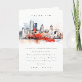 Boston Massachusetts City Scape Wassercolor Hochze Dankeskarte