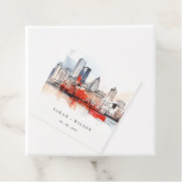 Boston Massachusetts City Scape Wassercolor Hochze Geschenkanhänger