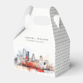 Boston Massachusetts City Scape Wassercolor Hochze Geschenkschachtel