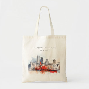 Boston Massachusetts City Scape Wassercolor Hochze Tragetasche