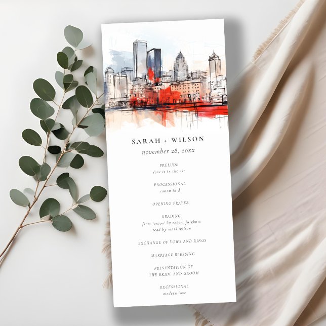 Boston Massachusetts City Scape Wedding Program Einladung (Von Creator hochgeladen)