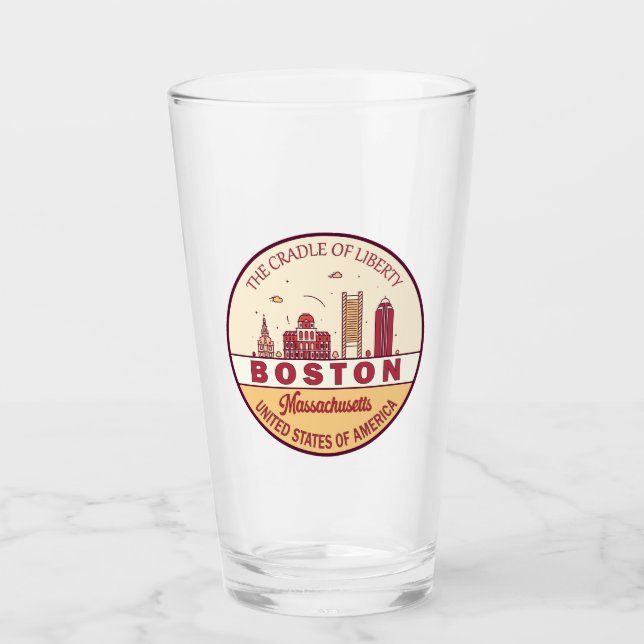 Boston Massachusetts City Skyline Emblem Glas (Vorderseite)