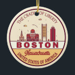 Boston Massachusetts City Skyline Emblem Keramik Ornament<br><div class="desc">Boston minimalistisch,  bunt Kunstdesign mit Denkmälern und Sehenswürdigkeiten der Stadt in Massachusetts.</div>
