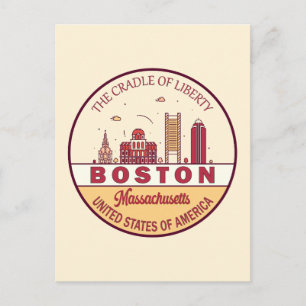 Boston Massachusetts City Skyline Emblem Postkarte