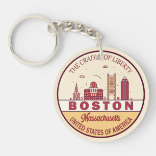 Boston Massachusetts City Skyline Emblem Schlüsselanhänger