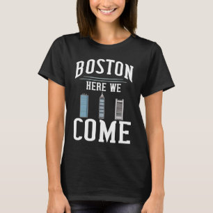 Boston Massachusetts City Skyline Map Travel T-Shirt