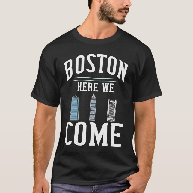 Boston Massachusetts City Skyline Map Travel T-Shirt (Vorderseite)