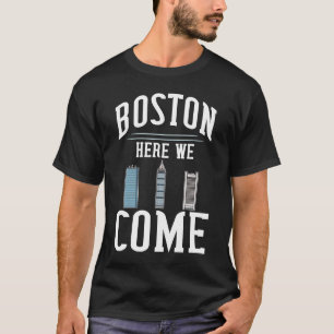 Boston Massachusetts City Skyline Map Travel T-Shirt